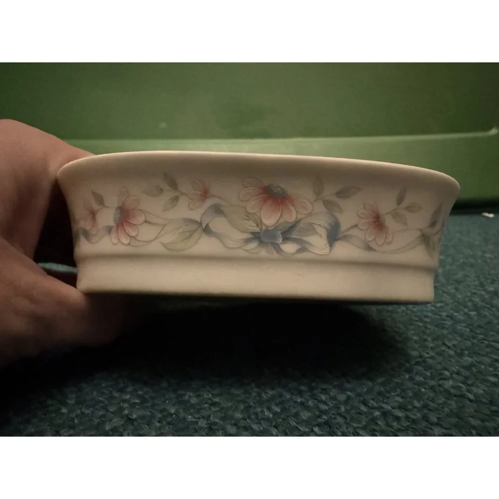 Princess House Exclusive Floral Ribbon Soap Dish Porcelain Vintage Bathroom Deco